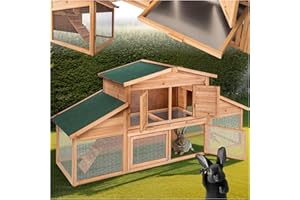 tectake® XXL Small Animal Enclosure, Outdoor Run with House, Rabbit Hutch with Playpen, Guinea Pig Enclosure, Mouse Cage, Rabbit House 2 Floors, Rodent House with 2 Ramps, 226 x 77 x 95.5 cm