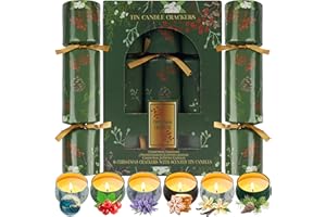 KreativeKraft Luxury Christmas Crackers, Pack of 6 Deluxe Xmas Crackers with Mini Scented Candles, Festive Seasonal Christmas Decor & Party Gifts (Green Tin)
