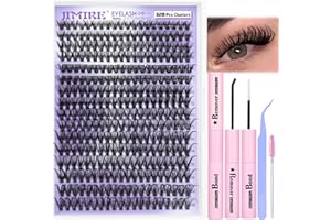 JIMIRE DIY Eyelash Extension Kit, 320Pcs Individual Eyelashes with Bond and Remover Lash Glue and Lash Applicator 40P 9-16mm D Curl Lash Clusters Wispy Lash Extension Kit DIY at Home