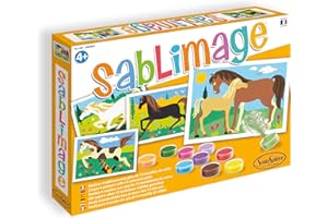 SENTOSPHÈRE Sentosphere 3980887 - Sablimage zestaw do majsterkowania dla dzieci, motyw koni, kreatywny zestaw, DIY, kolorowe