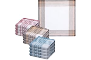 JEMIDI Fazzoletti Cotone Uomo - Set di 12 Fazzoletti Stoffa - Fazzoletti per Naso Taschino Collo - 40 x 40 cm - 100% Cotone - Crema con Bordi Multicolore