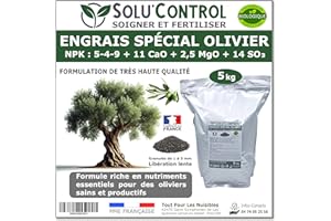 TOUT POUR LES NUISIBLES ENGRAIS Spécial OLIVIER 5 kg - SoluControl - Formulation haute qualité Organo-Minerale - NPK 5-4-9 - Utilisable en Agriculture BIOLOGIQUE