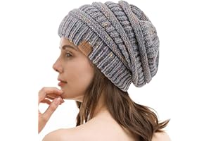 REDESS Slouchy Beanie Hat para Hombres y Mujeres Winter Warm Chunky Soft Oversized Gorro de Punto de Cable