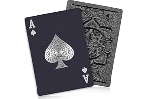 Aomaic Playing Cards 2 Pack Plastic Playing Cards Deck of Cards Waterproof Poker Cards Black Standard Playing Card for Adults Cool Premium Poker Card Set for Gift Camping Beach Pool Party Table Games