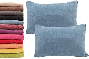 Meishida Juego de 2 Fundas de Cojín 40 x 60 cm Tejido de Chenilla Suave, Fundas Almohada con Cremallera Oculta Decorativa para Sofá y Cama (Azul, 40 x 60 cm)