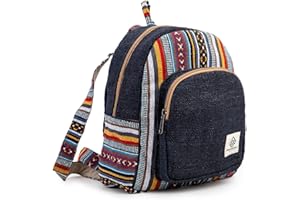 FREAKMANDU COLLECTIONS Freakmandu Mini sac à dos en chanvre – Style bohème écologique, unisexe, rustique, durable, à bretelles réglables