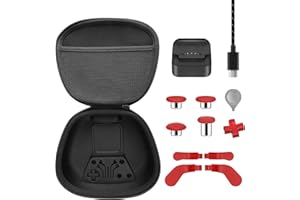 GOPIIPHON Complete Component Pack For Xbox Elite Series 2 Xbox Elite Controller 2 Accessories With Carry Case 4 Thumbsticks, 4 Paddles, Charging Dock and 1 Adjustment Tool (Red)