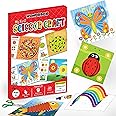 WONDRBOX Scissor Craft Activity Kit for Girls and Boys Age 3 4 5 6 Girls and Boys | Each Pack Includes: 12 DIY 3D Paper Crafts, Child-Safe Scissor and Glue (Scissor-Craft), Multicolor