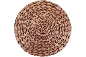 Decorasian - Set di tovagliette in zostera, giacinto d'acqua, lavabili, 35 cm, rotonde, Marrone lavato, 6 pezzi