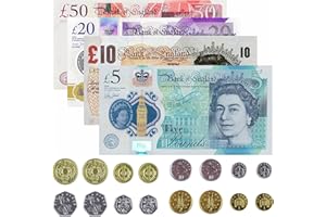 3HA HAHAHA Fake Money Uk Monoplay Prop Cash Notes Coins Sterling Pound Kids Children Toddlers For Bank Shop Role Pretend Play Stocking Fillers Classroom Maths Activity Set Learning Resources Toy (Pack Of 1)