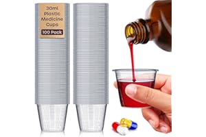 volila Medicine Cups - 100 Pack 30ml Disposable Small Plastic Medicine Measuring Cups - Translucent Medicine Cup for Liquid Medication, Measuring Ingredients in Cooking, Arts and Crafts