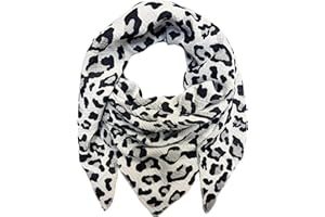 JEAMIS XL DreieckStrickschal Leopard Frühling Schal 100% Baumwolle Made in Italy Fashion Tuch Dreieckschal Stola Herbst Frühling Tuch Leo