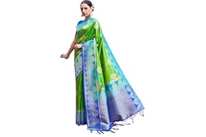 Elina fashion Banarasi Sari aus gewebter Seide für Damen, indisches Designer-Hochzeitsgeschenk, Sari mit ungenähter Bluse