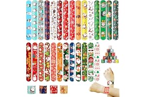 POTWPOT Christmas Slap Bands for Kids, 27 Pieces Slap Bracelets Wrist Snap Bands for Christmas Party Bag Fillers Classroom Prizes