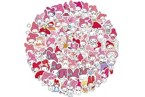 Affoto My Melody Lot de 100 autocollants pour ordinateur portable - Cadeau pour enfants, adolescents, adultes, garçons - Étanche - Kuromi - Pour skateboard, voiture, moto, vélo