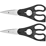 Amazon Brand - Solimo Premium High-Carbon Stainless Steel Small Detachable Kitchen Shears Set, Set of 2, Silver