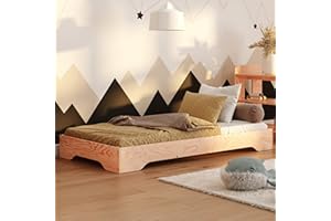 ‎SMARTWOOD smartwood Kinderbett 90x200 - Bodenbett aus Kiefernholz mit FSC-Zertifikat - Montessori Bett mit gebogenem Lattenrost bis zu 230 kg für Jungen und Mädchen - Einfache Montage - TILA 7