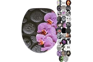 Sanilo Abattant WC, Grande sélection de lunettes de toilette noirs, Finition de haute qualité, Charnières robustes, Fixation facile (Madeira)