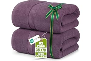 Utopia Towels - Pack de 2 Toallas de Baño Jumbo de Lujo (90 x 180 CM, Negro) - 100% Algodón Ring Spun, Altamente Absorbente, Suave y de Secado Rápido(Ciruela)