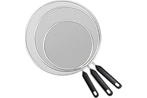 Julyee 3 Pièces Protection Anti-éclaboussures, Couvercle Anti-Projections en Acier Inoxydable avec Poignée pour Poêle - 19cm 25cm 29cm