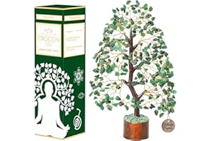 Green Aventurine Gemstone Tree of Life - Crystal Tree for Positive Energy, Feng Shui Decor - Handmade Chakra Tree, Good Luck - Money Bonsai, Healing Stones, Meditation Accessories, Spiritual Gift