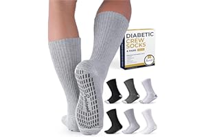 PEMBROOK Diabetic Socks with Grips for Women & Men | Non Binding Edema, Neuropathy Socks | 6-pairs