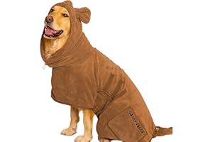 SOGGYDOGGY® UK: Luxury Dog Drying Coat, Super Absorbent Microfibre Dog Drying Robe With Hood, Fast Dry In Minutes, Thick & Soft Robe - Bath, Groom & Travel, Covers Ears, All-Season Dressing Gown (XL)