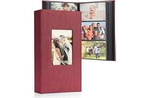 DazSpirit Album na zdjęcia, 15 x 10 cm, wsuwane, 408 kieszeni, lniana okładka, 10 x 15 cm, duża pojemność, wsuwane kieszenie, idealny na albumy ślubne, rodzinne fotoksiążki i wspomnienia z podróży