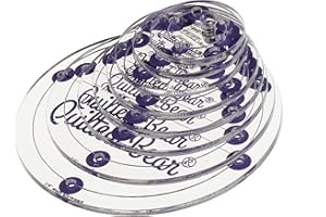 THE QUILTED BEAR Bear Plantillas acolchado circular, 8 piezas antideslizantes transparentes, accesorios patchwork, costura (3/10.2 cm - 7.6 cm)