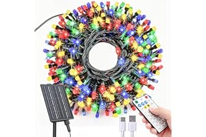 Amzxart Luci Natale Esterno Solare, Catena Luminosa a 300LED, 32M,19 Modalità, Luci di Natale da Esterno, IP65, Impermeabile, Luci Solari da Giardino per Esterni Illuminazione Natalizia, Colorato