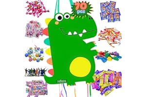MANLOZ Pignatta Dinosauri per Compleanno Bambini con 70 Caramelle e Giocattoli - Pentolaccia per Festa a Tema Dinosauri