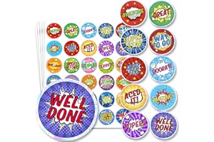 WORLD OF WALLCHARTS 510 Reward Stickers for Children - Well Done Teacher Stickers with 30 Designs Shiny Holographic Edge, Praise Homework, Potty Toilet Training & Behaviour (Comic)