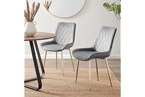 Furniturebox UK 2x Pesaro Velvet Gold Chrome Metal Leg Modern Contemporary Luxury Dining Kitchen Chairs Set (2x Grey Pesaro Gold Chairs)