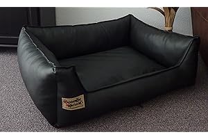 Hundebettenmanufaktur Hundebett Hundesofa Schlafplatz Kunstleder Similpelle Farbe und Größe wählbar von XS bis XXL (50 cm X 40 cm, schwarz)