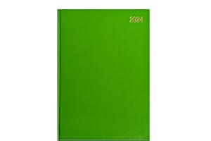 ANKUSH 2024 A4 Diary One Day to Page Hardback Casebound Cover Diary with Full Saturday & Sunday Page Ribbon Marker DAP Year Planner for Business, Office, Home, Traveling, Appointments (Lime Green)