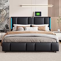 Rete Una Piazza E Mezza Letto 140 X 200 Cm Con LED E USB, Letto
