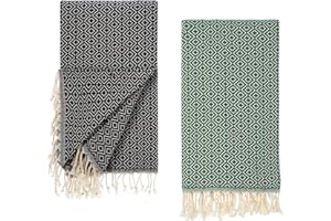 Tuiste Ręcznik do sauny, czarny, zielony, 2 sztuki, kilt do sauny, dla kobiet i mężczyzn, ręcznik plażowy, ręcznik do sauny, koc piknikowy, ręcznik hammam, ręcznik plażowy, rozmiar XXL, 100 x 180 cm