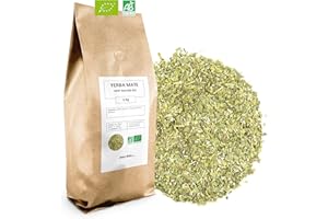 MES THÉS Yerba Maté Vert bio - Origine Brésil - 1kg - 400 tasses - Riche en vitamines et Antioxydants - 100% bio - Mes-Thés