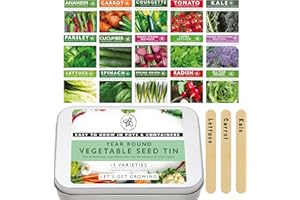 THE LITTLE TREES BEES & SEEDS COMPANY Gardening Vegetable Seed Tin: 15 Varieties of Heirloom Vegetables Seeds for Planting UK - Includes 15 Plant Labels. Perfect Gardening Gift, Ideal for Small Spaces, Pots, Patio & Balconies