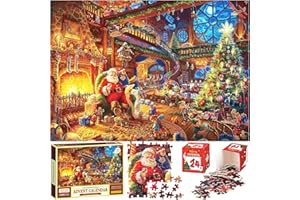 RONSTONE Calendrier de l'Avent 2024 Puzzle - Puzzle Calendrier de l'avent de Noël - 24 Boîtes 1008 Pièces Puzzle pour le compte à rebours de Noël Décoration de la Maison pour les Adultes