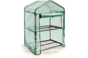 Relaxdays Foil Greenhouse Balcony 2 - 4 Shelves, Space-saving Propagator for Patio Weatherproof Tarpaulin Green