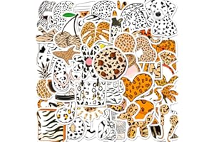 Mistree 50 Petit Stickers Léopard, Orange, Autocollant pour PC Portable, 5-6 CM