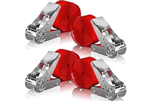 Gnarcore© Cinghie di Fissaggio a Cricchetto (larghe 25mm) - Approvate per la circolazione stradale (DIN EN 12195-2) - 600 Kg di forza - 4 & 6 metri in rosso, nero, blu, arancione