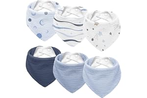 Susurration 10 Baberos para Bebé, Pañuelos Triangulares, Muselina, Pañuelos Ajustables para Niños y Niñas