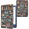 kwmobile Case Compatible with Amazon Kindle (2022/2024) Case - eReader Cover - Library Motto Multicolor