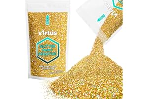 v1rtus Glitter Paint Additive - Gold Holographic | 100g Metallic Flakes for Adding Sparkle to Paints & Wood Varnish | Add to Emulsion, Acrylic & Latex for Indoor Sparkly Walls