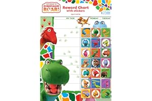 Paper Projects-Le Monde des Dinosaures rugissent Natural History Museum Dinosaur Roar Le Tableau de récompense Comprend 56 Autocollants Scintillants, 01.70.30.017, Multicolore, 29.7cm x 21cm