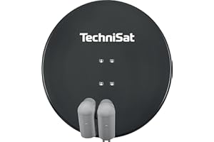 TechniSat GIGATENNE 850 – Digitale Sat-Anlage für Eutelastrasat Mehrteilnehmerempfang (85 cm Sat Spiegel, Masthalterung, Multifeed, 2x UNYSAT-Universal-Quattro-LNB im Wetterschutzgehäuse) grau