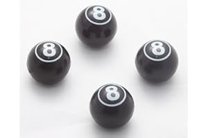 VENTILKAPPENKÖNIG 4X Ventilkappen Ball Kugel 8 Billard Schwarz Weiss Black Ventilkappe V8