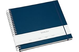 Semikolon 352994 Maxi Mucho Album - album de photo en spirale avec 90 pages et couverture en lin - livre photo en spirale, carton blanc crème, marine